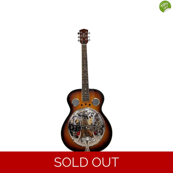 product Image for Full-size traditional resonator guitar designed for beginners, featuring a built-in pr